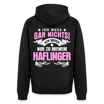 Haflinger - Pferde Spruch - Unisex Premium Bio Zip Hoodie - Schwarz - Hinten - Nico (187cm)