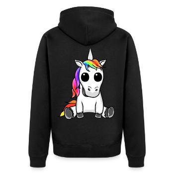Außerirdisches Einhorn Rausch Alien Drogen Extase - Unisex Premium Bio Zip Hoodie - Schwarz - Hinten - Nico (187cm)