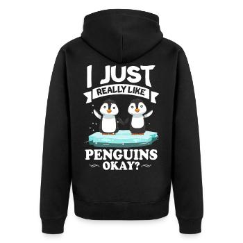 Pingouin Tshirt pour l’oiseau de manchot empereur hiver animal - Veste à capuche bio Premium Unisexe - noir - Dos - Nico (187cm)