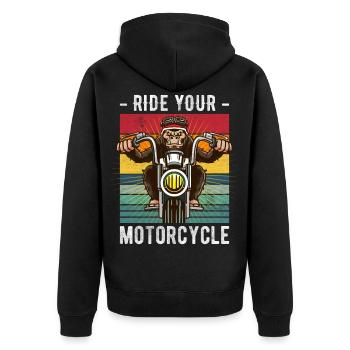 Funny motorcycle saying for motorcyclists! - Unisex Premium Organic Zip Hoodie - black - Back - Nico (187cm)
