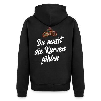 Lustiger Motorrad Spruch für Motorradfahrer! - Unisex Premium Bio Zip Hoodie - Schwarz - Hinten - Nico (187cm)