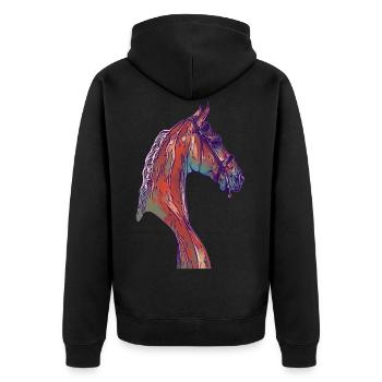 Fille cheval motif animal motif animal visage - Veste à capuche bio Premium Unisexe - noir - Dos - Nico (187cm)