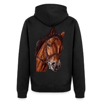 Fille cheval motif animal motif animal visage - Veste à capuche bio Premium Unisexe - noir - Dos - Nico (187cm)