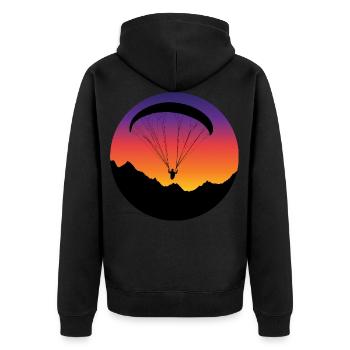 Gleitschirm Fliegen Paraglider Pilot Paragliding F - Unisex Premium Bio Zip Hoodie - Schwarz - Hinten - Nico (187cm)