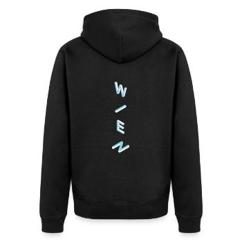 wien - Unisex Premium Bio Zip Hoodie - Schwarz - Hinten - Nico (187cm)