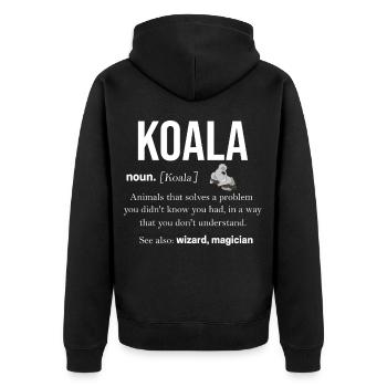 koala - Unisex Premium Organic Zip Hoodie - black - Back - Nico (187cm)