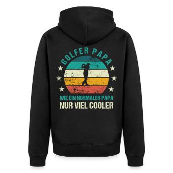 Golfer Papa Golfen Vater Golfspieler Vatertag - Unisex Premium Bio Zip Hoodie - Schwarz - Hinten - Nico (187cm)