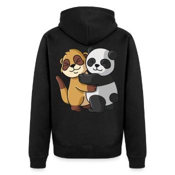 Meerkat Panda cute Hug Cuddle Animals - Unisex Premium Organic Zip Hoodie - black - Back - Nico (187cm)