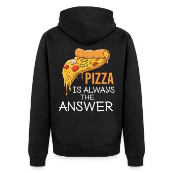 Pizza Fast Food Käse Lecker Italien - Unisex Premium Bio Zip Hoodie - Schwarz - Hinten - Nico (187cm)