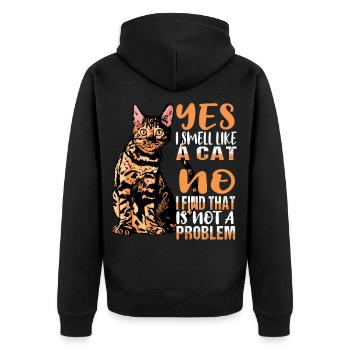 Cat cats cat lover smell scent - Unisex Premium Organic Zip Hoodie - black - Back - Nico (187cm)