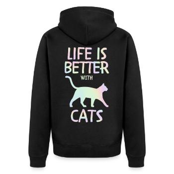 La vie est un cadeau de chat avec les chats - Veste à capuche bio Premium Unisexe - noir - Dos - Nico (187cm)