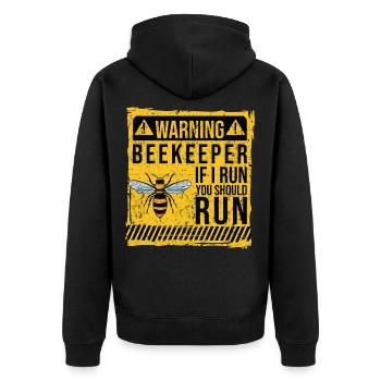WARNING Beekeepers When I Run You, Run - Unisex Premium Organic Zip Hoodie - black - Back - Nico (187cm)