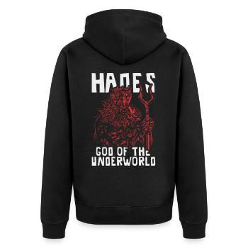 Hades Gott der Unterwelt griechischen Götter Mytho - Unisex Premium Bio Zip Hoodie - Schwarz - Hinten - Nico (187cm)