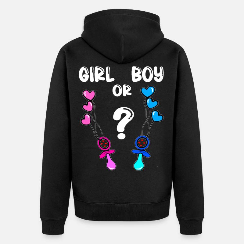 Mädchen Oder Junge - Unisex Premium Bio Zip Hoodie - Schwarz