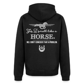 Yes I smell like a horse - funny rider's saying - Unisex Premium Organic Zip Hoodie - black - Back - Nico (187cm)