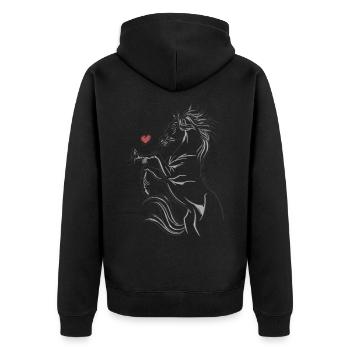 cheval fille chevaux amour équitation cheval fou - Veste à capuche bio Premium Unisexe - noir - Dos - Nico (187cm)