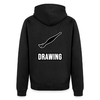 Drawing - Brush - Unisex Premium Organic Zip Hoodie - black - Back - Nico (187cm)