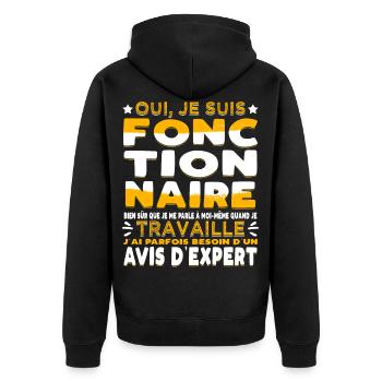 Oui, Je Suis Fonctionnaire Humour - Veste à capuche bio Premium Unisexe - noir - Dos - Nico (187cm)