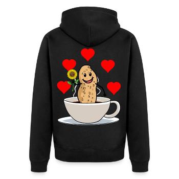 Good morning peanut coffee cup flower breakfast - Unisex Premium Organic Zip Hoodie - black - Back - Nico (187cm)