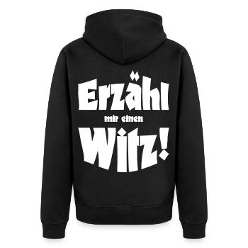 Gute Laune Sommer Outfit skurriler Feiertag Witz - Unisex Premium Bio Zip Hoodie - Schwarz - Hinten - Nico (187cm)