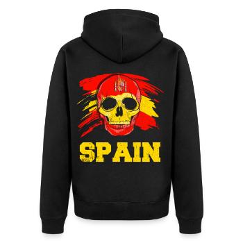 Spanien - Unisex Premium Bio Zip Hoodie - Schwarz - Hinten - Nico (187cm)