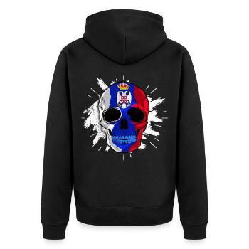 Serbie Tshirt Yougoslavie Belgrade Tito cadeau - Veste à capuche bio Premium Unisexe - noir - Dos - Nico (187cm)