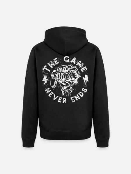 Game never ends - Unisex Premium Bio Zip Hoodie - Schwarz