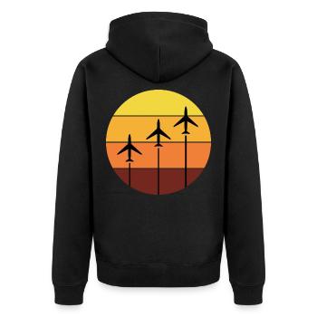 RC Modellflugzeuge Flugzeug Flugzeug Vintage Retro - Unisex Premium Bio Zip Hoodie - Schwarz - Hinten - Nico (187cm)