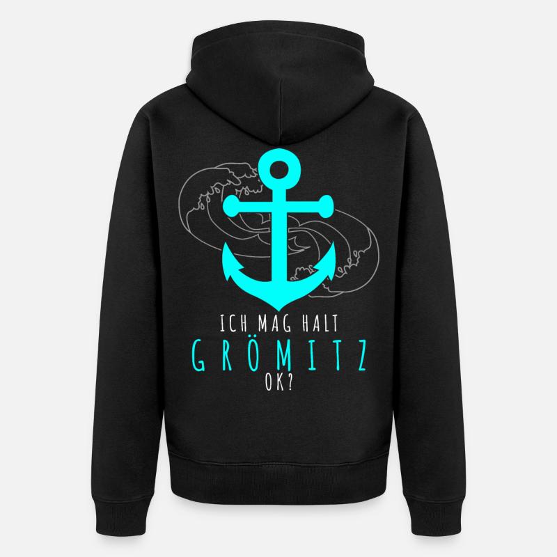Grömitz Spruch - Unisex Premium Bio Zip Hoodie - Schwarz