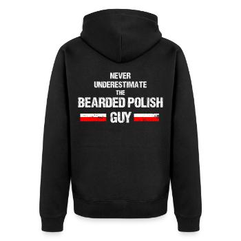 bearded polish - Unisex Premium Bio Zip Hoodie - Schwarz - Hinten - Nico (187cm)