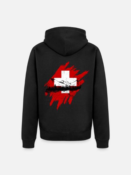 Switzerland - Unisex Premium Organic Zip Hoodie - black