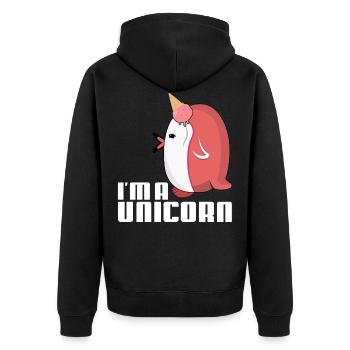 ich bin ein einhorn pinguin i´m a unicorn eishorn - Unisex Premium Bio Zip Hoodie - Schwarz - Hinten - Nico (187cm)