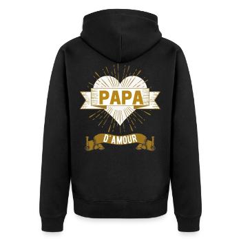 Papa d'Amour - Veste à capuche bio Premium Unisexe - noir - Dos - Nico (187cm)