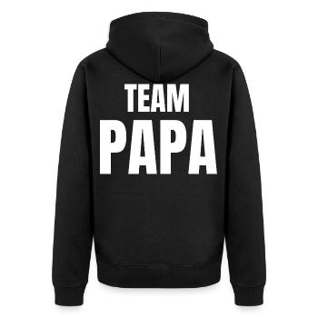 Team Papa pour la fête des pères - Veste à capuche bio Premium Unisexe - noir - Dos - Nico (187cm)