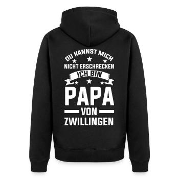 Zwillingspapa Vater Zwillinge Zwillingseltern - Unisex Premium Bio Zip Hoodie - Schwarz - Hinten - Nico (187cm)