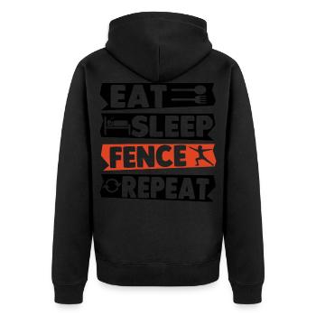 Eat Sleep Fence Repeat - Unisex Premium Bio Zip Hoodie - Schwarz - Hinten - Nico (187cm)