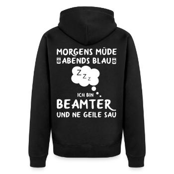 Beamter Verbeamtet Beamten Beamte Sprüche - Unisex Premium Bio Zip Hoodie - Schwarz - Hinten - Nico (187cm)