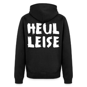 Heul Leise - Unisex Premium Bio Zip Hoodie - Schwarz - Hinten - Nico (187cm)