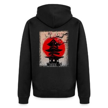 Asia Ville Illustration Japon - Veste à capuche bio Premium Unisexe - noir - Dos - Nico (187cm)