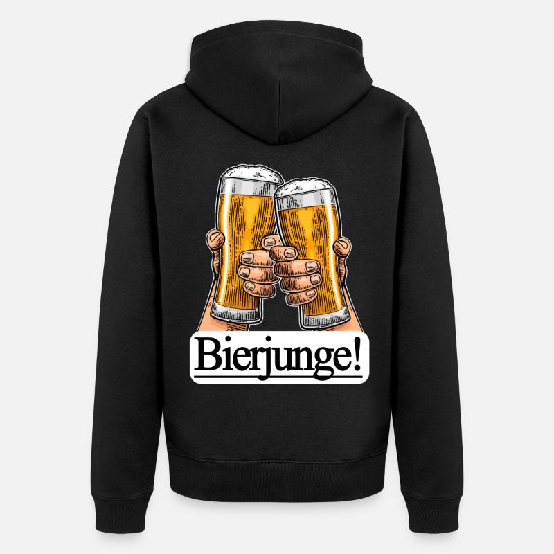 Bierjunge! - Unisex Premium Bio Zip Hoodie - Schwarz
