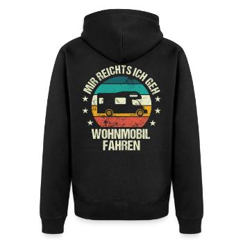 Wohnmobil Mir reichts ich geh Campen Camping - Unisex Premium Bio Zip Hoodie - Schwarz - Hinten - Nico (187cm)