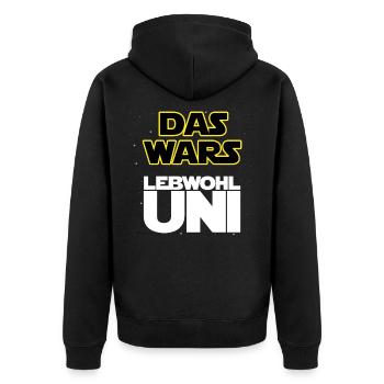Das wars, Lebwohl Uni! - Unisex Premium Bio Zip Hoodie - Schwarz - Hinten - Nico (187cm)