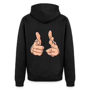 Hands Pointing fingers at you Finger pointing - Unisex Premium Organic Zip Hoodie - black - Back - Nico (187cm)