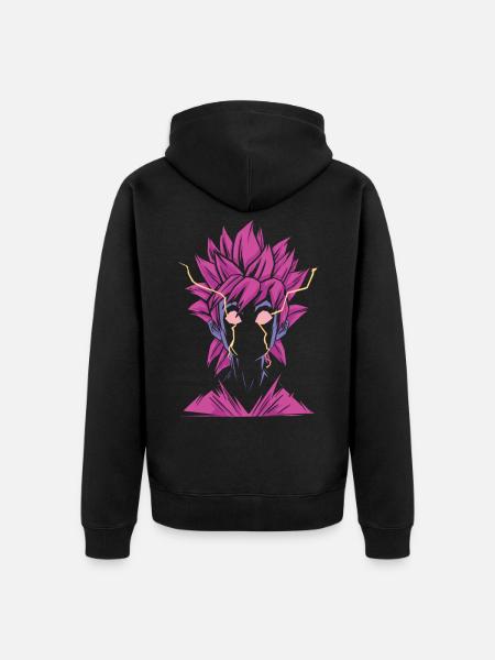 Manga Superheld Figur - Unisex Premium Bio Zip Hoodie - Schwarz