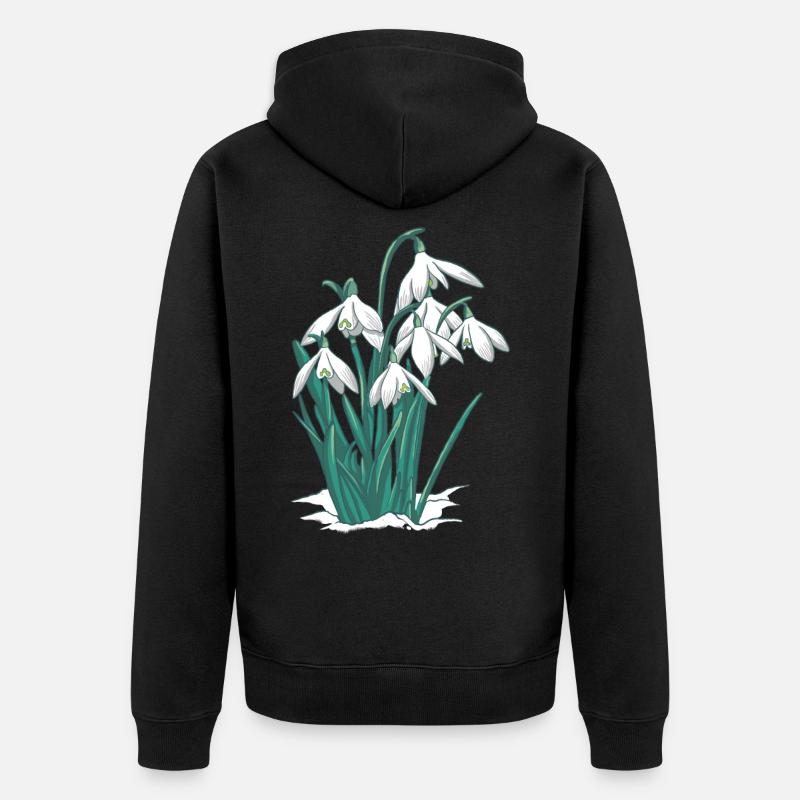 Perce-neige fleur plantes - Veste à capuche bio Premium Unisexe - noir