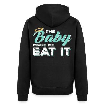Femme enceinte alimentation - Veste à capuche bio Premium Unisexe - noir - Dos - Nico (187cm)
