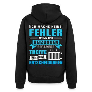 Heizungsbauer Heizungsbau Klempner Installateur - Unisex Premium Bio Zip Hoodie - Schwarz - Hinten - Nico (187cm)