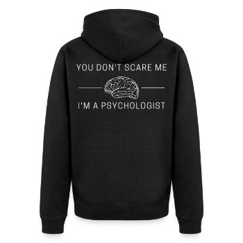 You don't scare me I'm a psychologist! Psychologie - Unisex Premium Bio Zip Hoodie - Schwarz - Hinten - Nico (187cm)