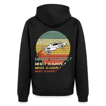 Rocket RC Car League Soccer Retro Vintage - Veste à capuche bio Premium Unisexe - noir - Dos - Nico (187cm)