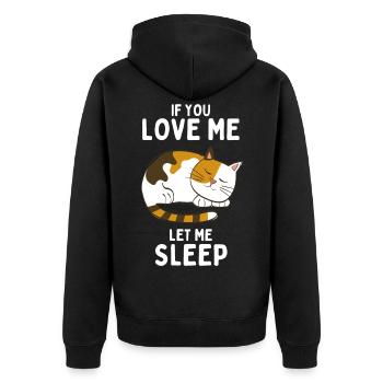 Schlafende Katze Lustiges Geschenk - Unisex Premium Bio Zip Hoodie - Schwarz - Hinten - Nico (187cm)